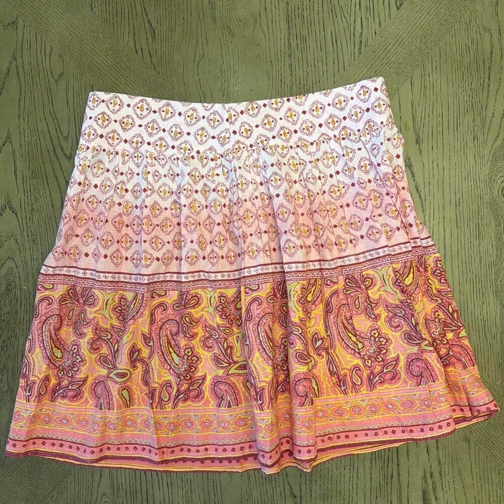 Wet Seal Vintage Y2K Pink Paisley Cotton Mini Skirt Size Large